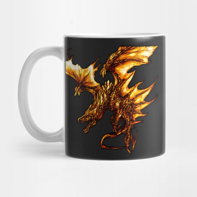 Fiery Molten Burning Dragon Design by LuckDragonGifts